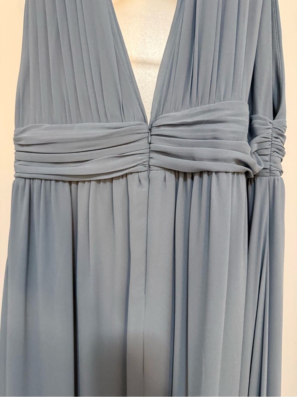 Lulu's Dusty Blue Deep V Chiffon Maxi Dress - Picture 4 of 5
